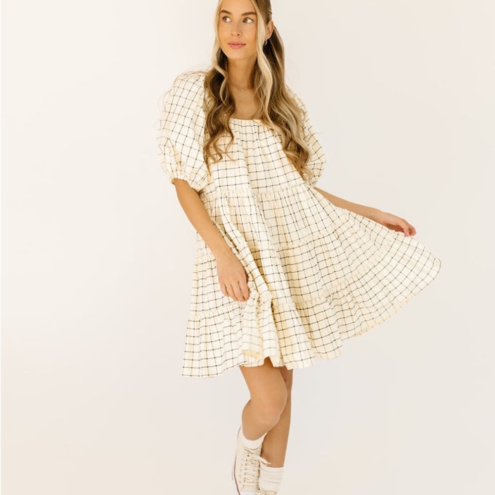 Zoco Short Daymaker Dress with Black Windowpane Print - FREE SHIPPING